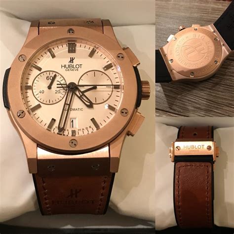 hublot geneve leather strap watch.